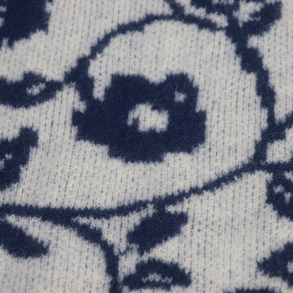 Berthie Blue White Sweater Floral Jacquard Knit Size 4 - Picture 6 of 10